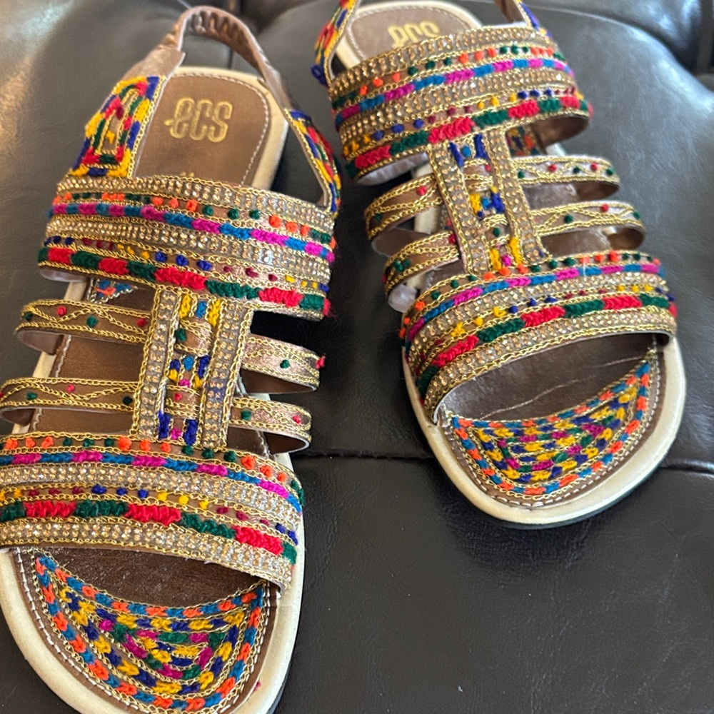 SJS Colorful Woven Strappy Sandals